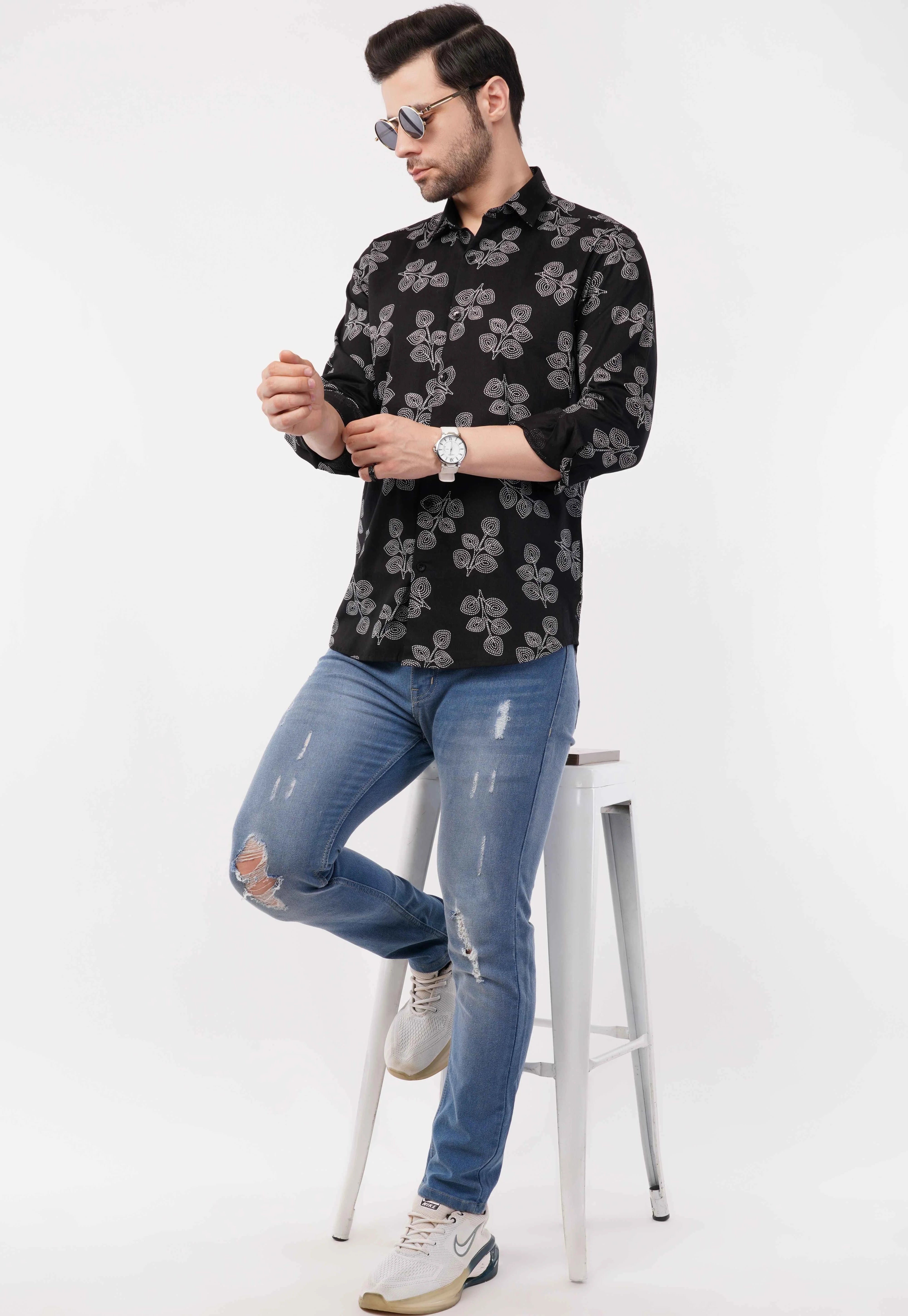Midnight Bloom Full Sleeve Shirt